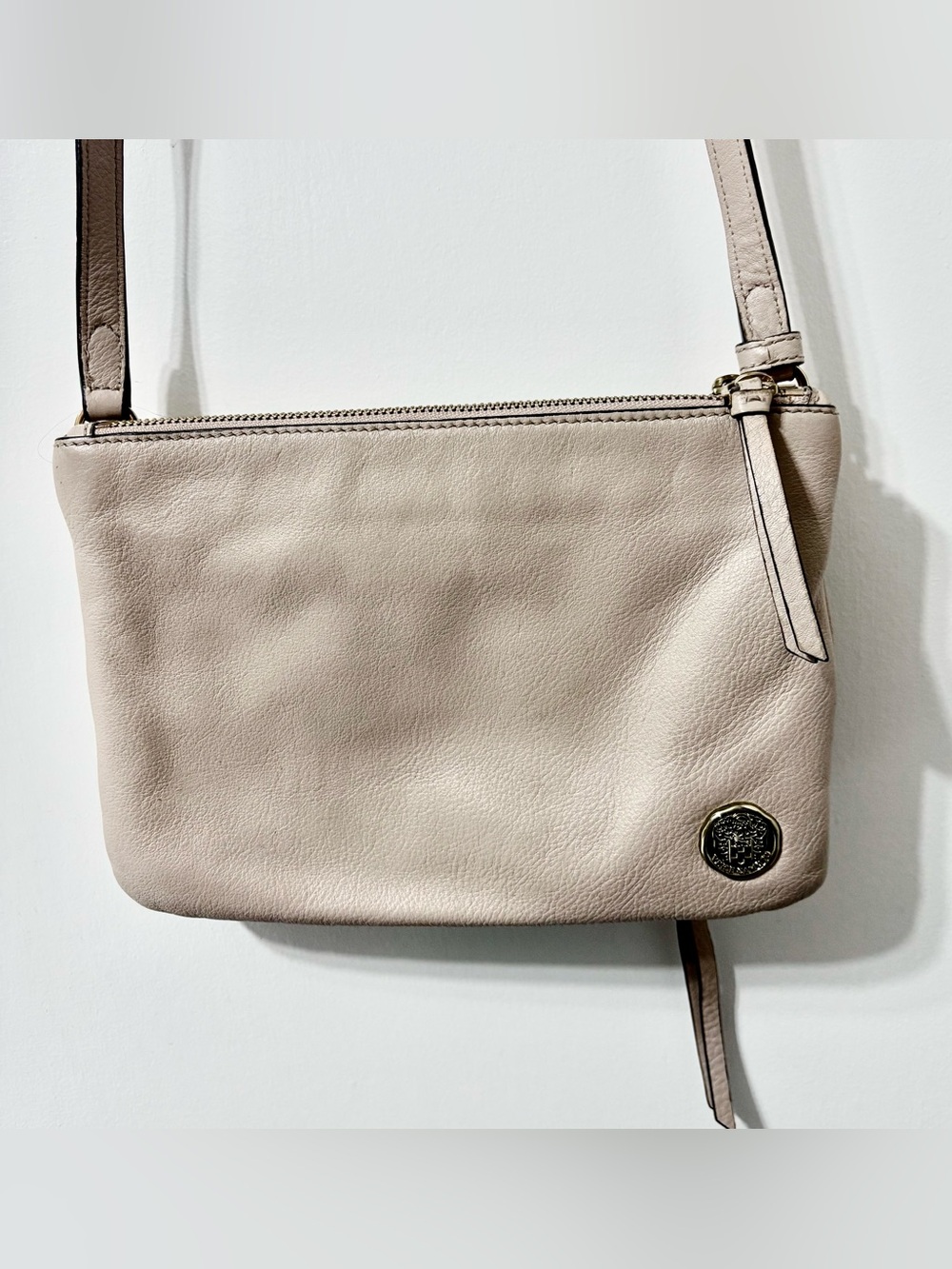 Vince Camuto Light Beige Leather Crossbody Bag